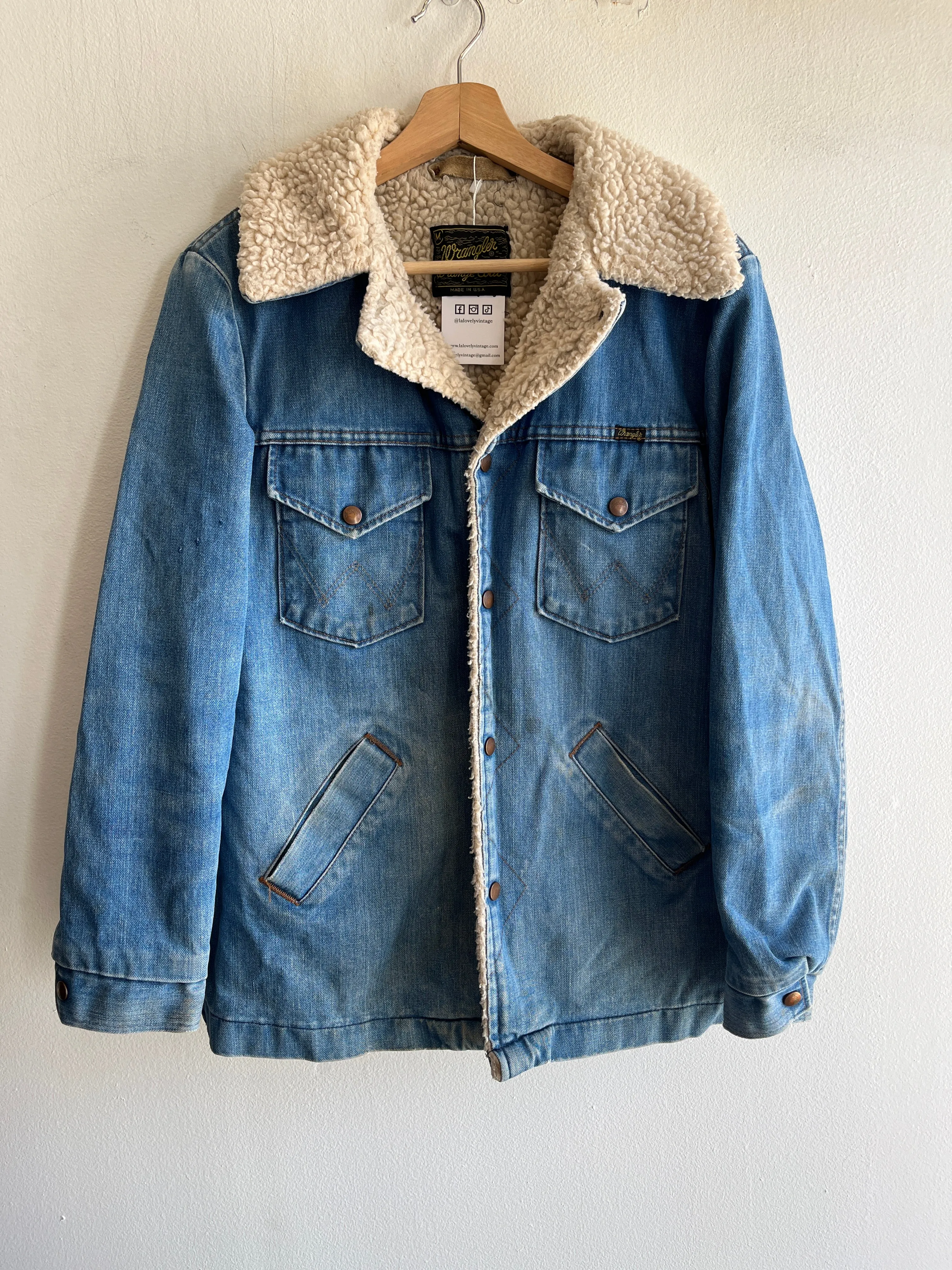 Vintage 1970s Wrangler Sherpa-Lined Denim Coat