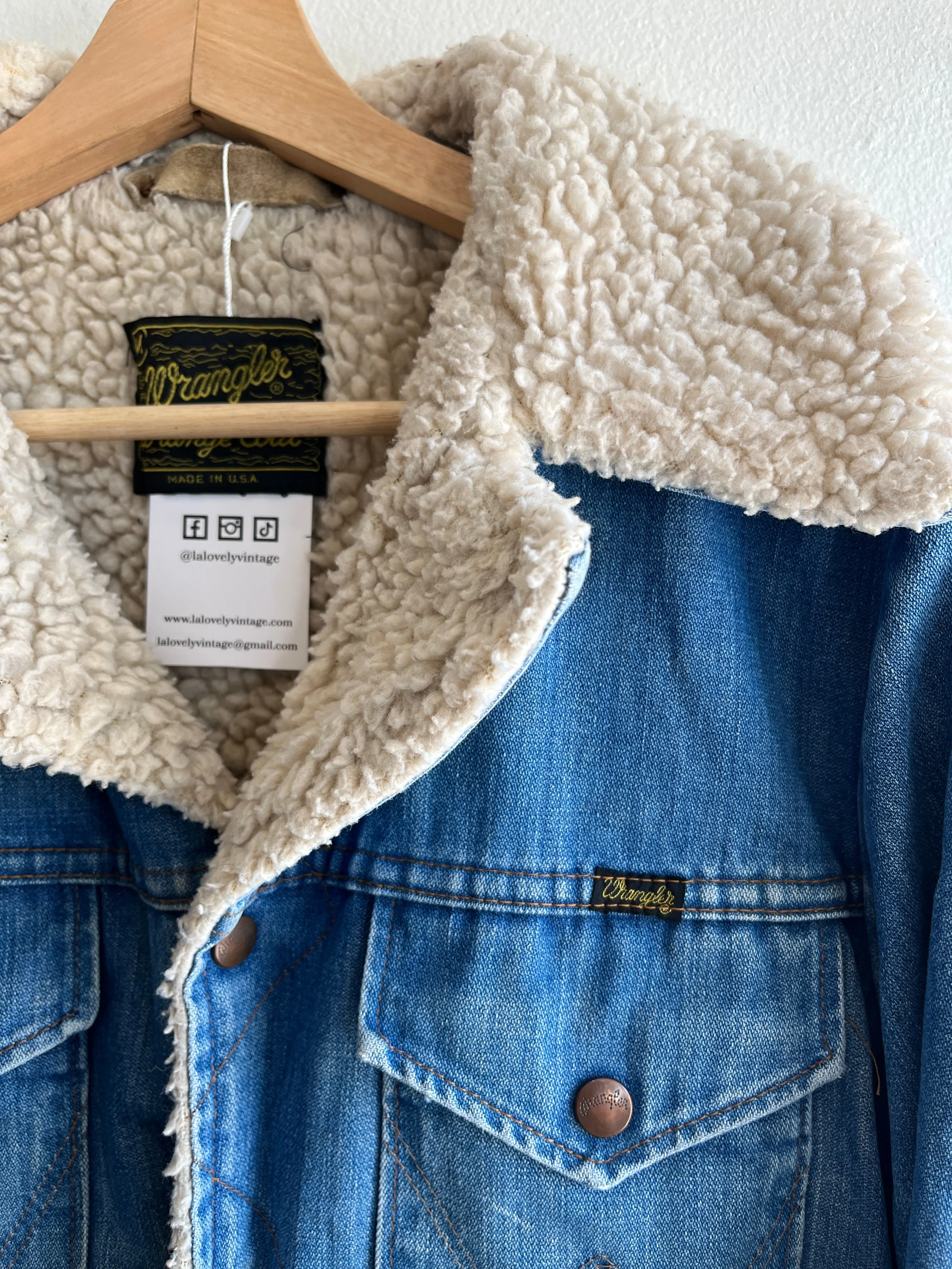 Vintage 1970s Wrangler Sherpa-Lined Denim Coat