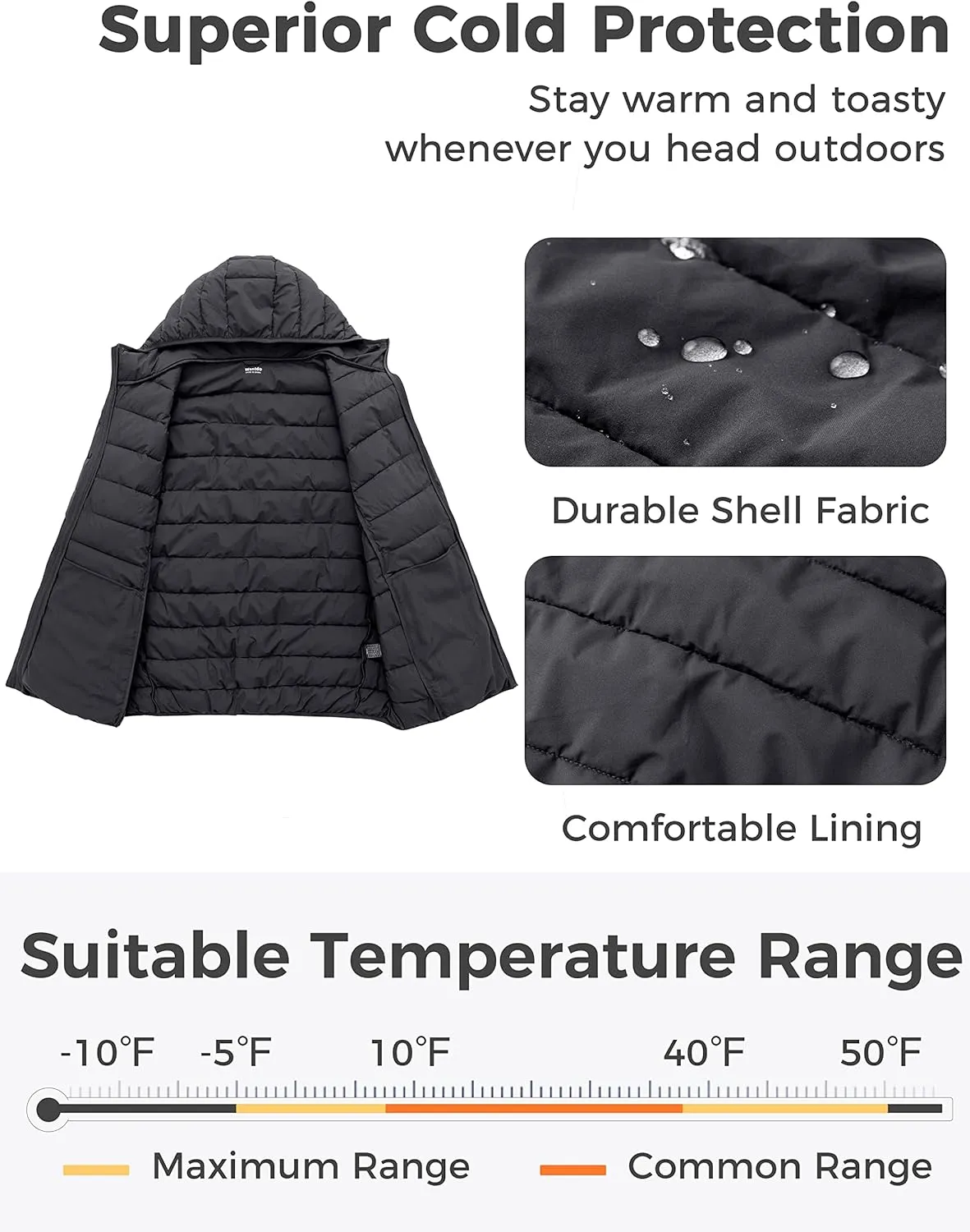 wantdo Men's Big and Tall Lightweight Puffer Jacket Quilted Warm Winter Coat Windproof Winter Jackets with Hood