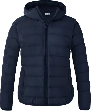 wantdo Women's Plus Size Lightweight Jackets Full-Zip Quilted Warm Jacket with Hood