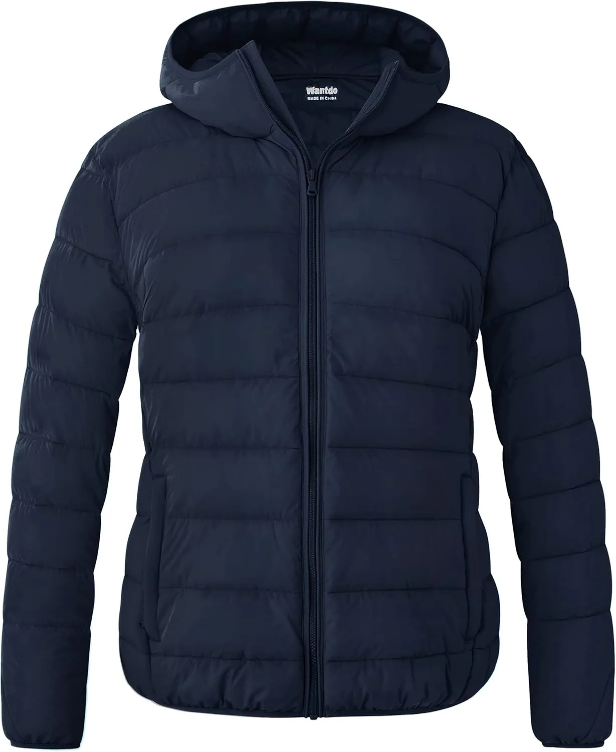 wantdo Women's Plus Size Lightweight Jackets Full-Zip Quilted Warm Jacket with Hood
