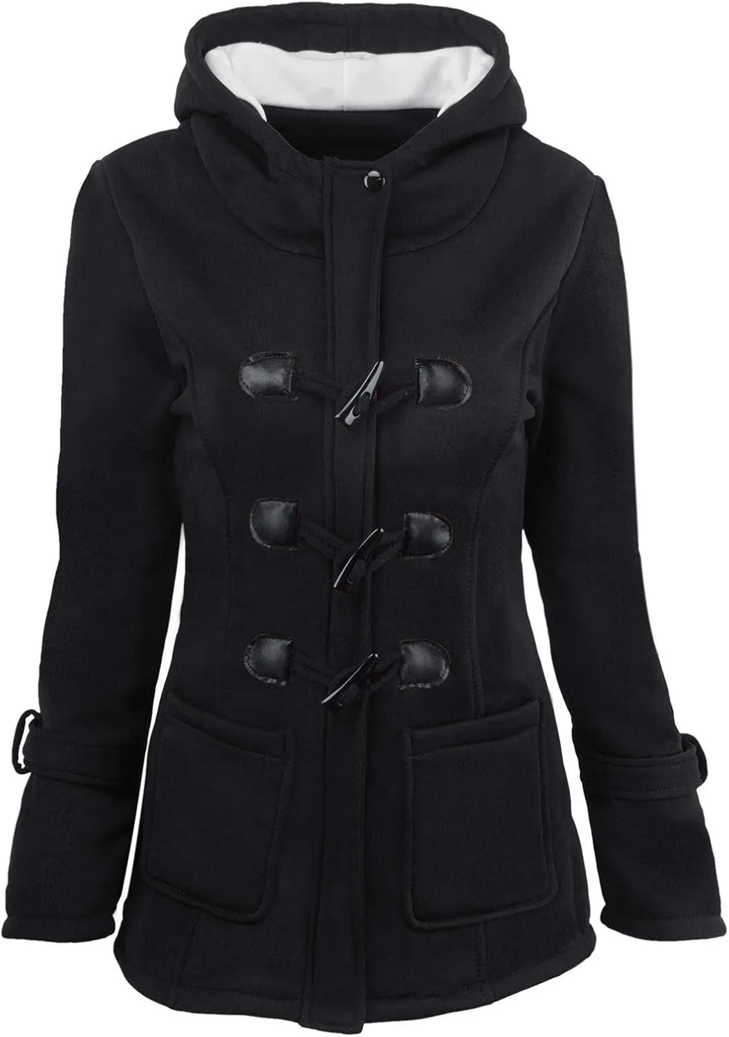 Winter Coats for Women 2024 Trendy Fleece Sherpa Lined Jacket Suede Leather Faux Fur Pea Coats with Horn Buttons