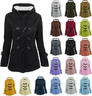 Winter Coats for Women 2024 Trendy Fleece Sherpa Lined Jacket Suede Leather Faux Fur Pea Coats with Horn Buttons