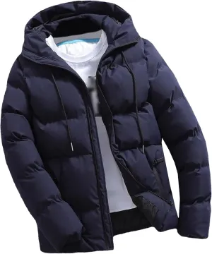 Winter Thicken Jacket for Men Windproof Warm Hooded Down Coat Padded Quilted Outwear Outdoor Parka Outerwear