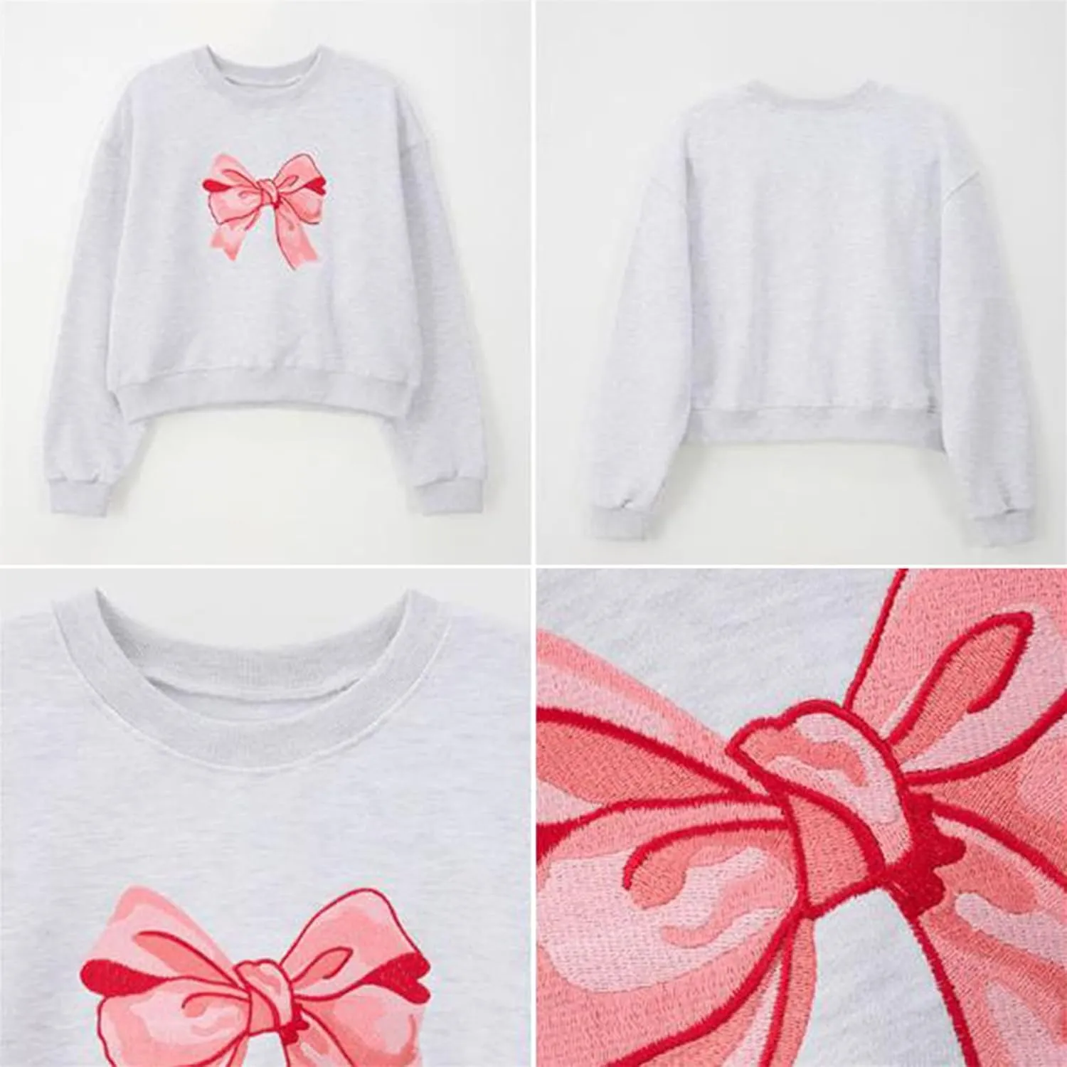 Women Cute Y2K Oversized Sweatshirt Long Sleeve Crewneck Bow Print Graphic Tees Fall Trendy Going Out Top Streetwear