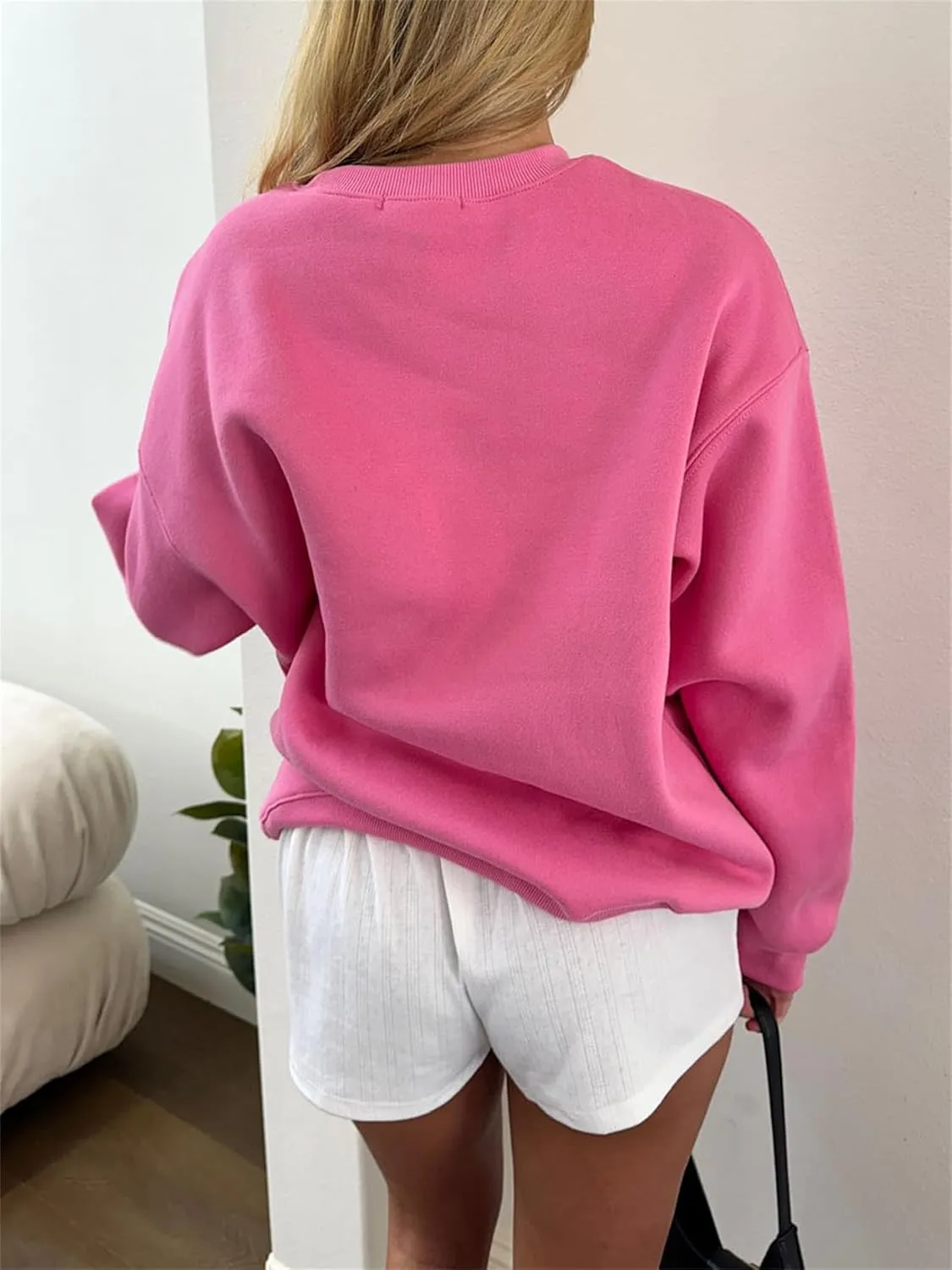 Women Cute Y2K Oversized Sweatshirt Long Sleeve Crewneck Bow Print Graphic Tees Fall Trendy Going Out Top Streetwear