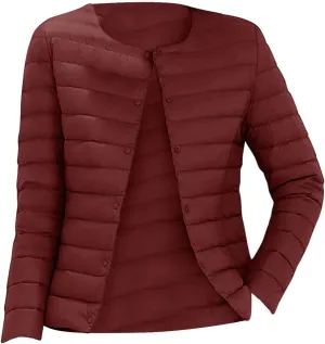 Women'S 90 White Duck Down Lightweight Round Neck V Neck Can Be Changed Short Slim Fit Warm Jacket Long