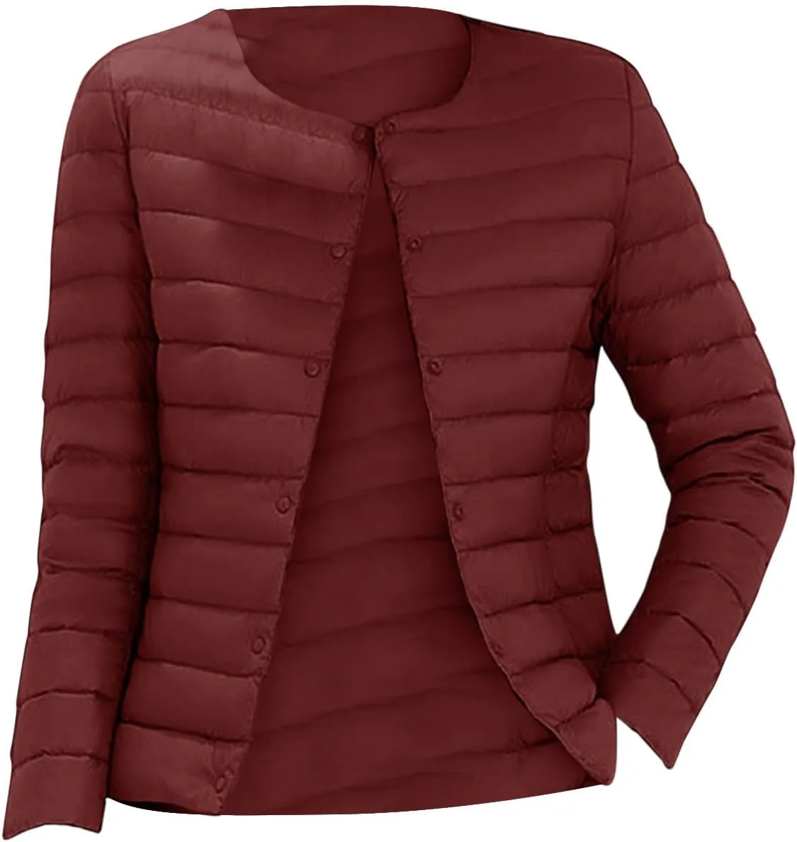 Women'S 90 White Duck Down Lightweight Round Neck V Neck Can Be Changed Short Slim Fit Warm Jacket Long
