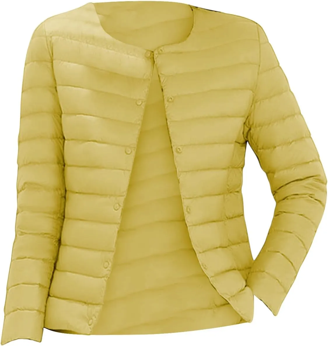 Women'S 90 White Duck Down Lightweight Round Neck V Neck Can Be Changed Short Slim Fit Warm Jacket Long
