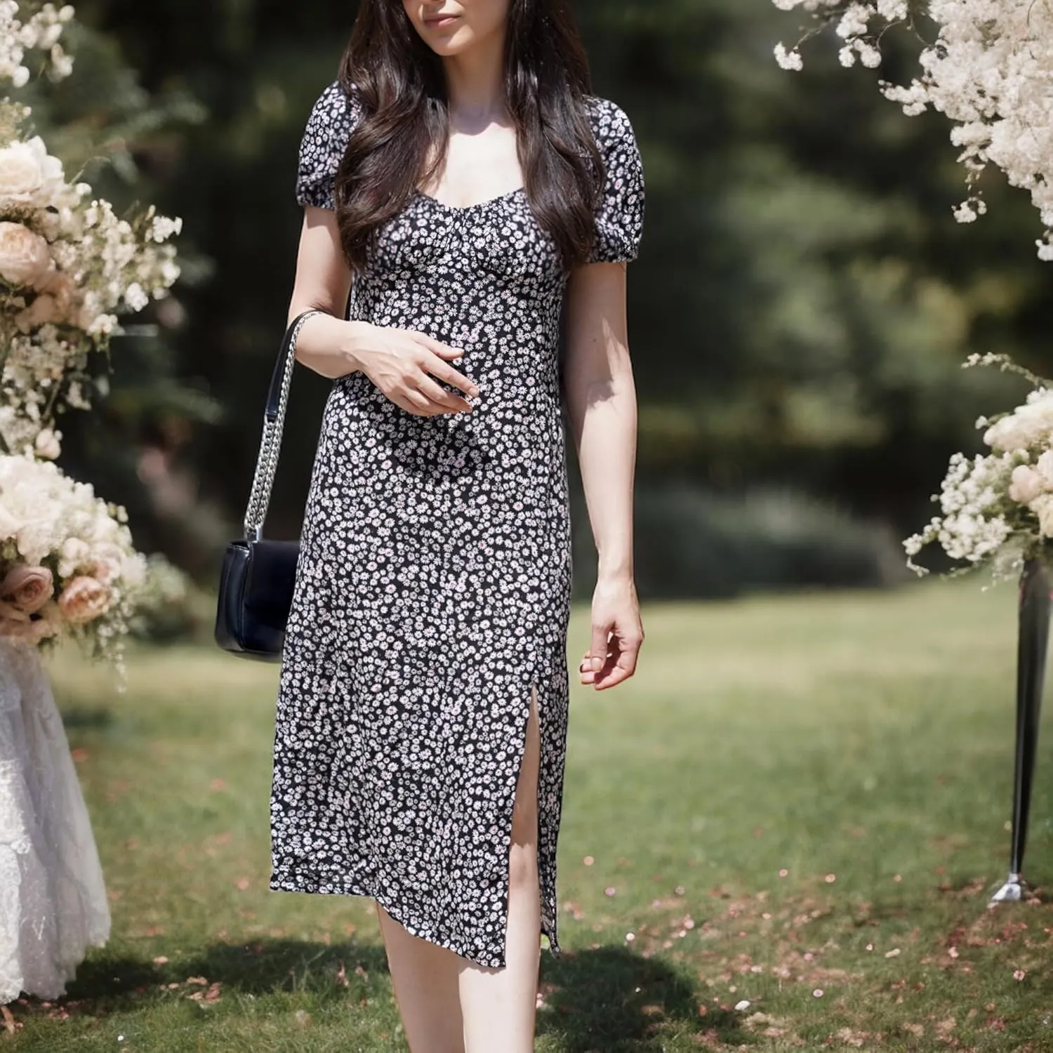 Women's Floral Spring/Summer Midi Casual Boho Dress 2025- Lightweight, Breathable with Elegant Print