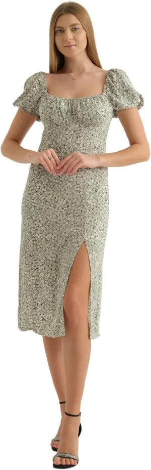 Women's Floral Spring/Summer Midi Casual Boho Dress 2025- Lightweight, Breathable with Elegant Print