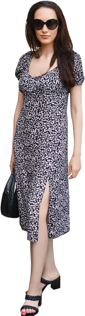Women's Floral Spring/Summer Midi Casual Boho Dress 2025- Lightweight, Breathable with Elegant Print