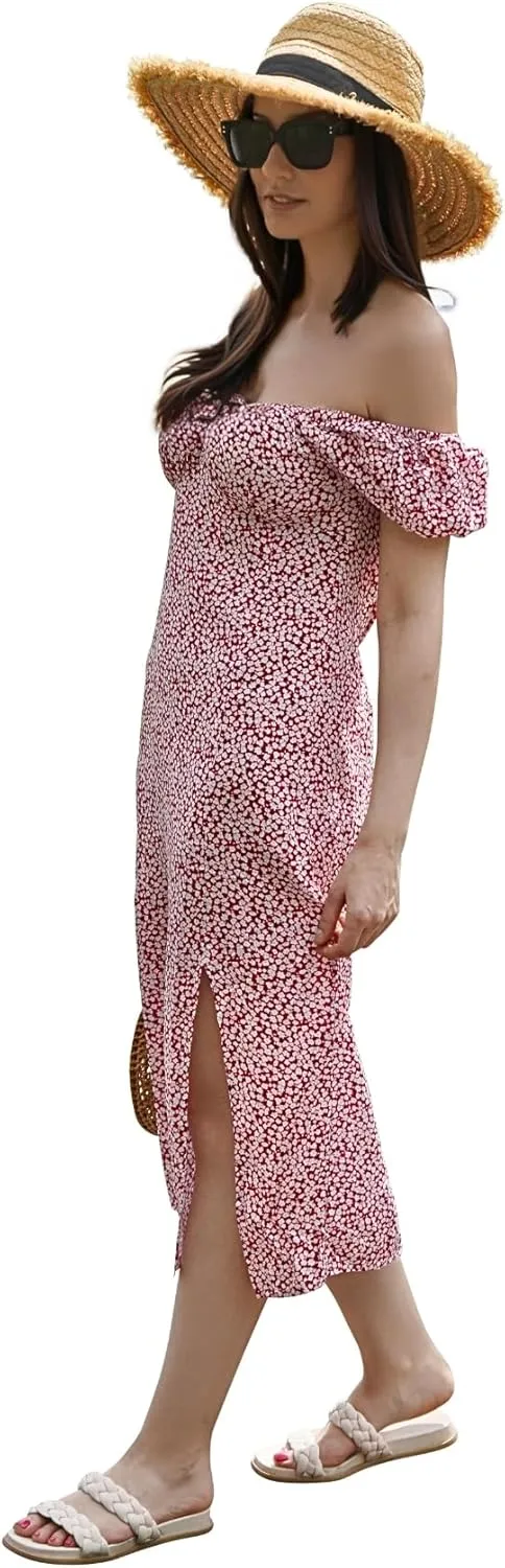 Women's Floral Spring/Summer Midi Casual Boho Dress 2025- Lightweight, Breathable with Elegant Print