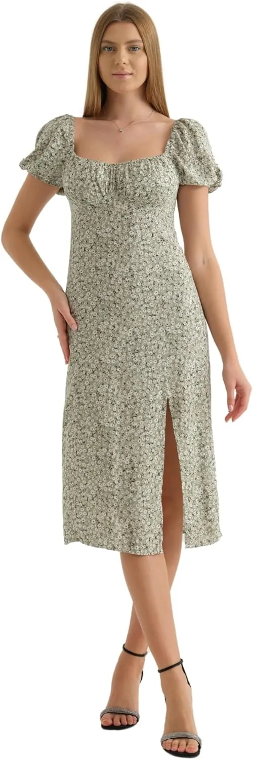 Women's Floral Spring/Summer Midi Casual Boho Dress 2025- Lightweight, Breathable with Elegant Print