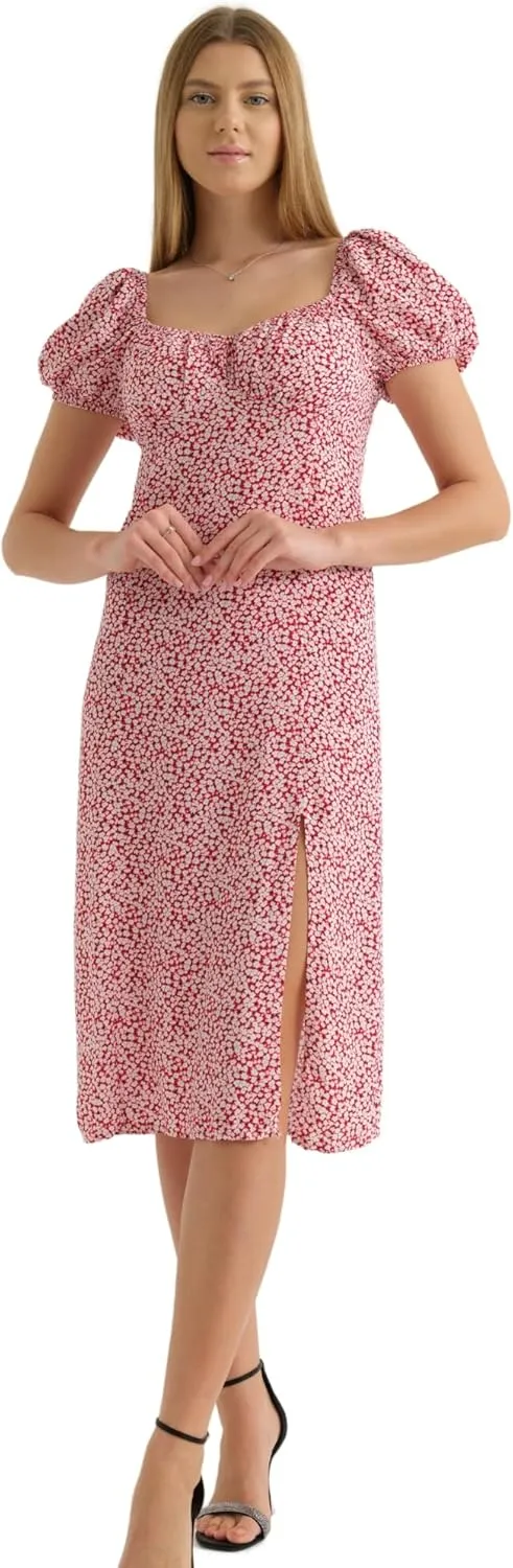 Women's Floral Spring/Summer Midi Casual Boho Dress 2025- Lightweight, Breathable with Elegant Print