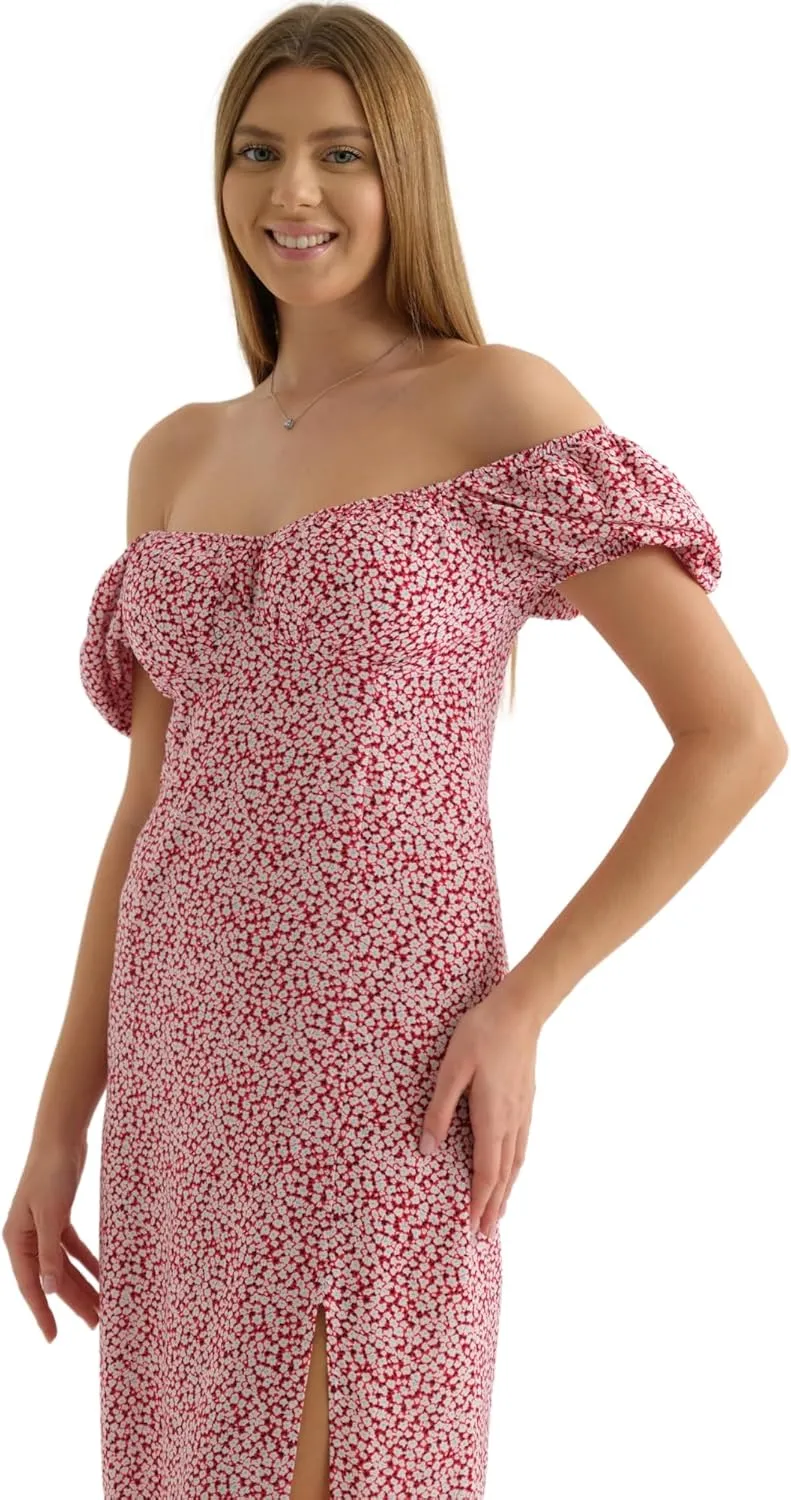 Women's Floral Spring/Summer Midi Casual Boho Dress 2025- Lightweight, Breathable with Elegant Print