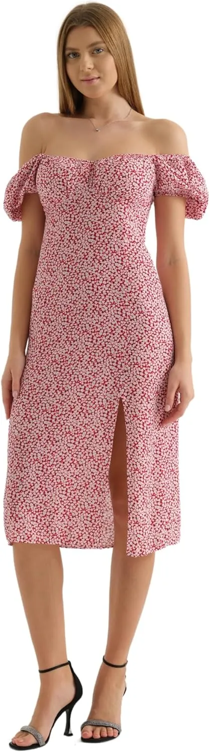 Women's Floral Spring/Summer Midi Casual Boho Dress 2025- Lightweight, Breathable with Elegant Print