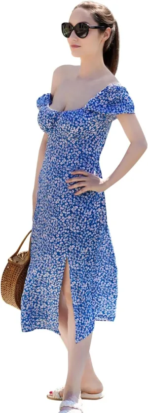 Women's Floral Spring/Summer Midi Casual Boho Dress 2025- Lightweight, Breathable with Elegant Print