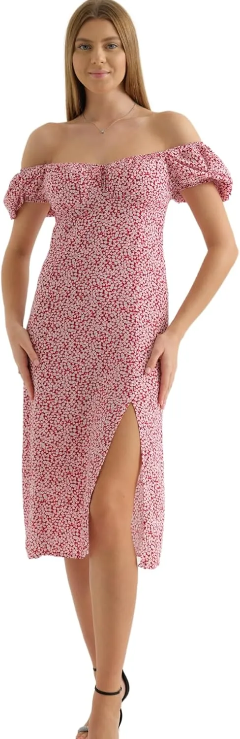 Women's Floral Spring/Summer Midi Casual Boho Dress 2025- Lightweight, Breathable with Elegant Print