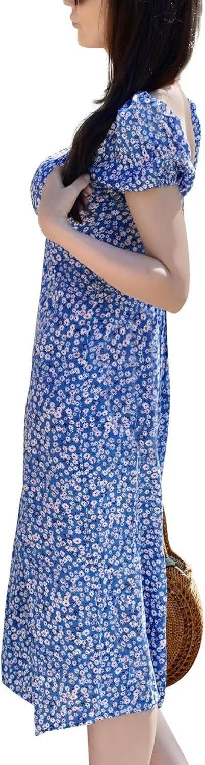 Women's Floral Spring/Summer Midi Casual Boho Dress 2025- Lightweight, Breathable with Elegant Print