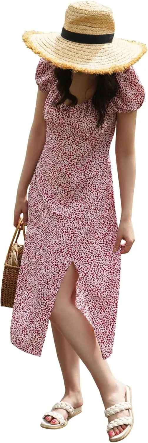 Women's Floral Spring/Summer Midi Casual Boho Dress 2025- Lightweight, Breathable with Elegant Print