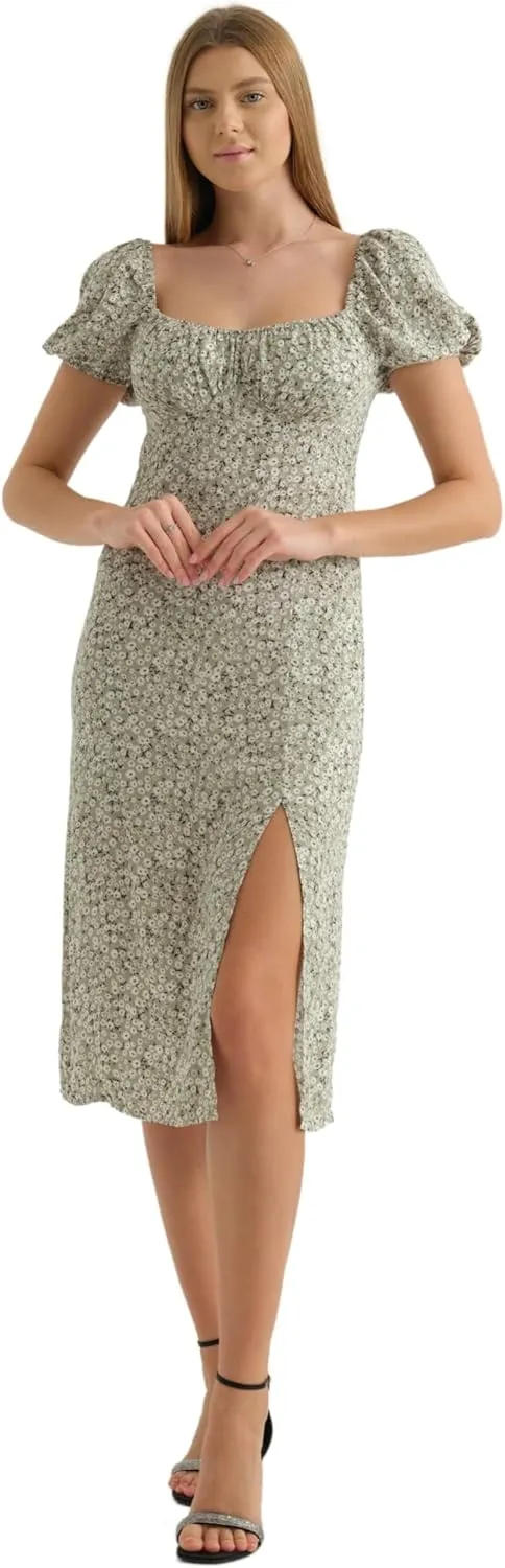 Women's Floral Spring/Summer Midi Casual Boho Dress 2025- Lightweight, Breathable with Elegant Print