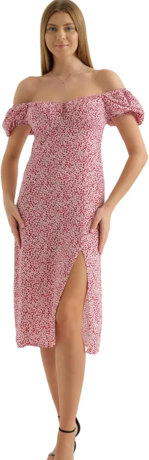 Women's Floral Spring/Summer Midi Casual Boho Dress 2025- Lightweight, Breathable with Elegant Print