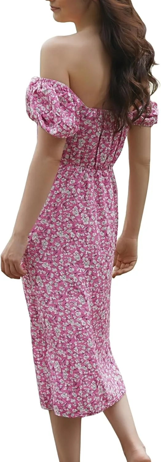 Women's Floral Spring/Summer Midi Casual Boho Dress 2025- Lightweight, Breathable with Elegant Print