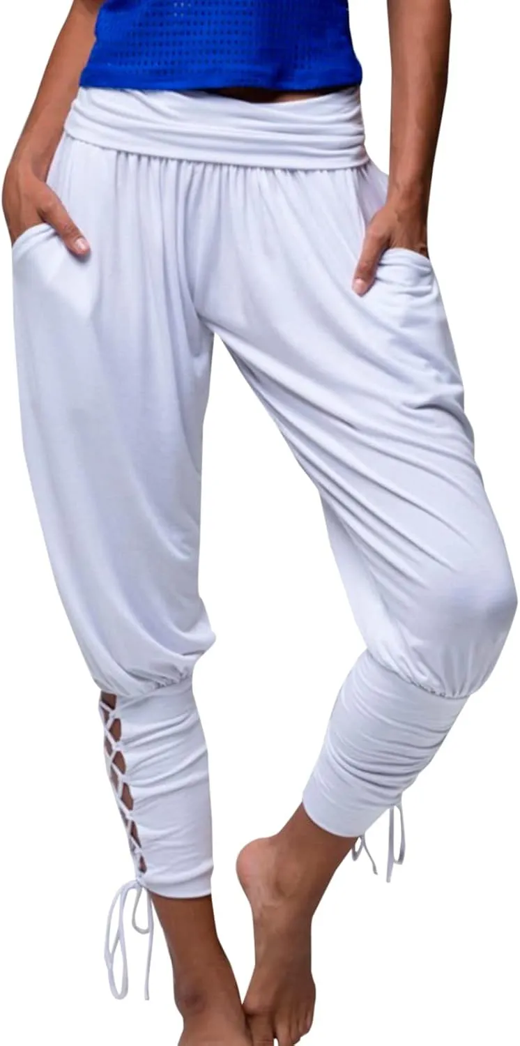 Womens Hippie Ankle Banded Harem Yoga Pants Gypsy Aladdin Pants Medieval Viking Navigator Pirate Renaissance Pants