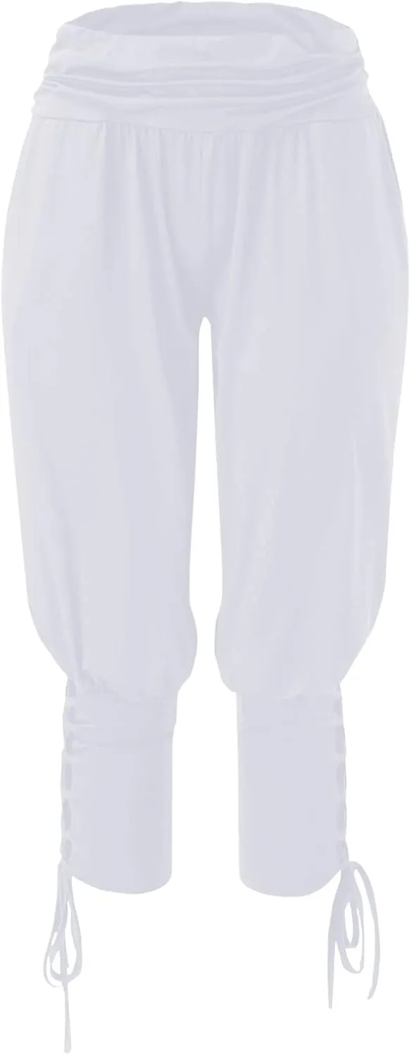 Womens Hippie Ankle Banded Harem Yoga Pants Gypsy Aladdin Pants Medieval Viking Navigator Pirate Renaissance Pants