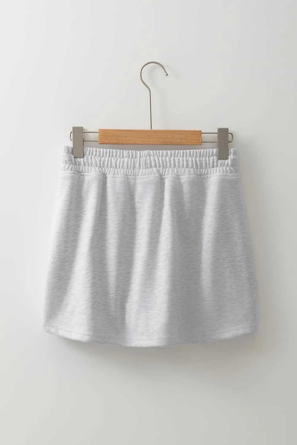 Women's Light Grey American Flag Patched Lace-Up High Waist Skort