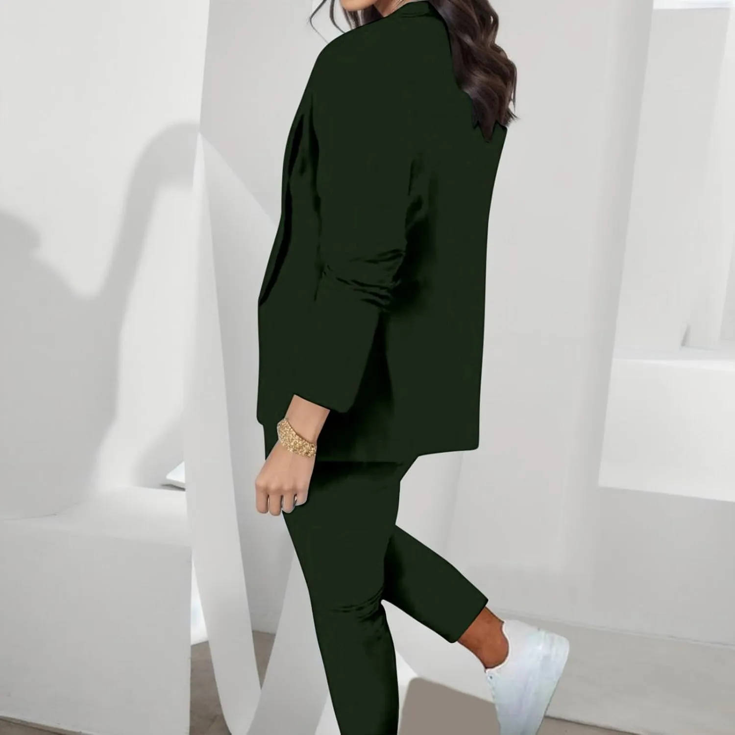 Womens Pant Suits Dressy Casual Plus Size Womens Suits 2 Piece Set Business Long Sleeve Blazer Set Office Outfits