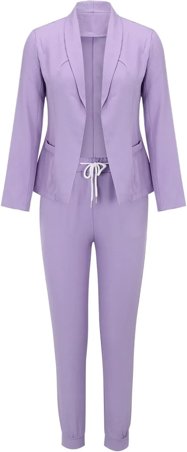 Womens Pant Suits Dressy Casual Plus Size Womens Suits 2 Piece Set Business Long Sleeve Blazer Set Office Outfits