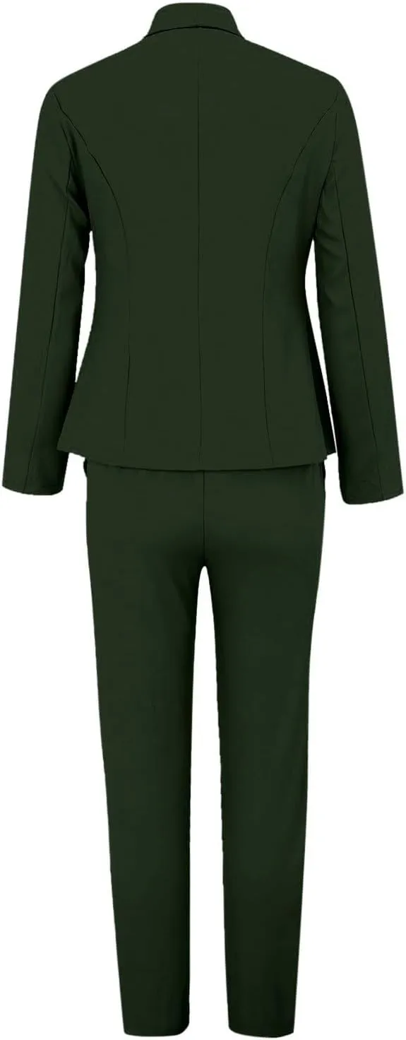Womens Pant Suits Dressy Casual Plus Size Womens Suits 2 Piece Set Business Long Sleeve Blazer Set Office Outfits