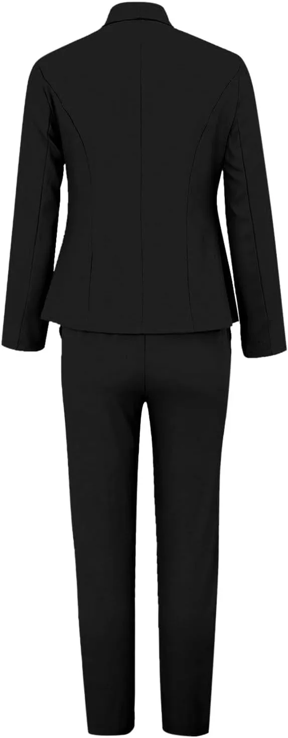 Womens Pant Suits Dressy Casual Plus Size Womens Suits 2 Piece Set Business Long Sleeve Blazer Set Office Outfits