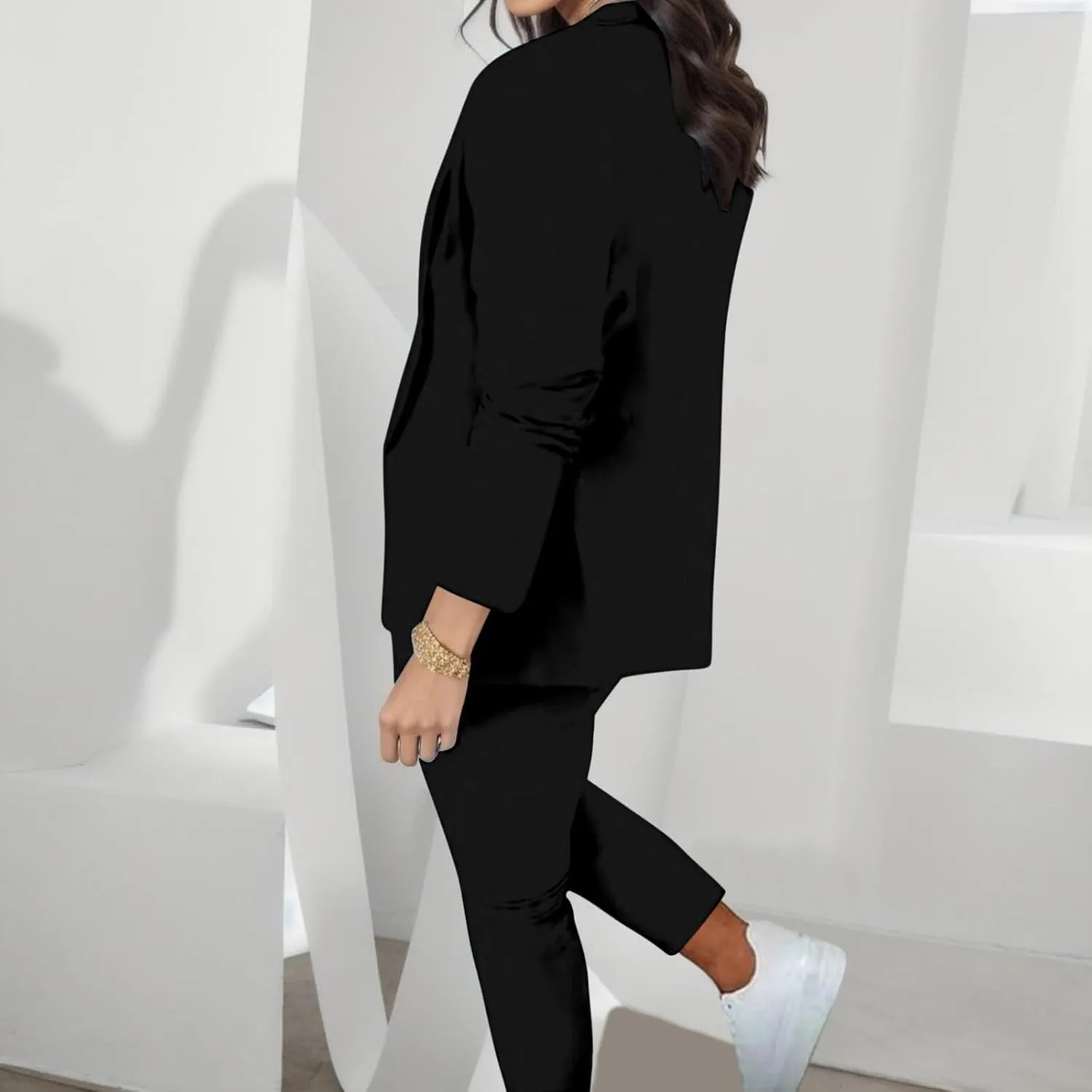 Womens Pant Suits Dressy Casual Plus Size Womens Suits 2 Piece Set Business Long Sleeve Blazer Set Office Outfits