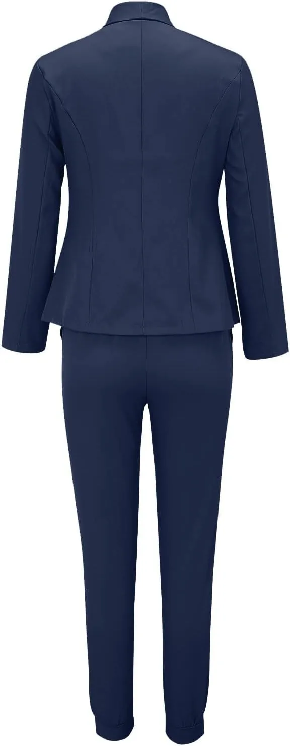 Womens Pant Suits Dressy Casual Plus Size Womens Suits 2 Piece Set Business Long Sleeve Blazer Set Office Outfits