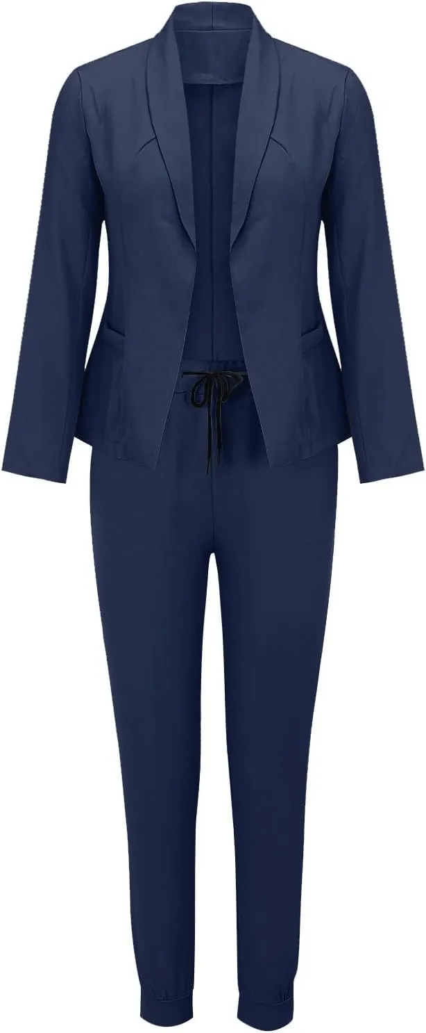 Womens Pant Suits Dressy Casual Plus Size Womens Suits 2 Piece Set Business Long Sleeve Blazer Set Office Outfits