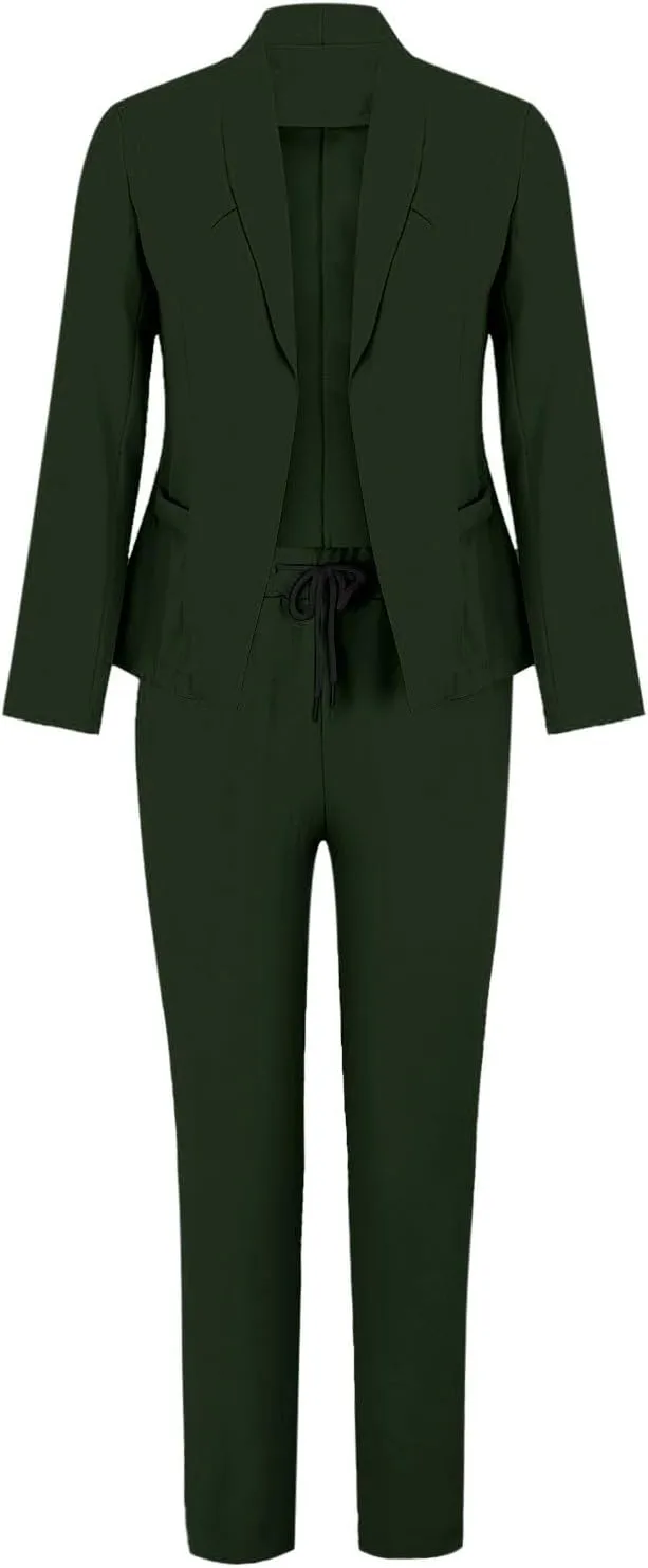 Womens Pant Suits Dressy Casual Plus Size Womens Suits 2 Piece Set Business Long Sleeve Blazer Set Office Outfits