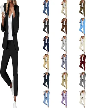 Womens Pant Suits Dressy Casual Plus Size Womens Suits 2 Piece Set Business Long Sleeve Blazer Set Office Outfits