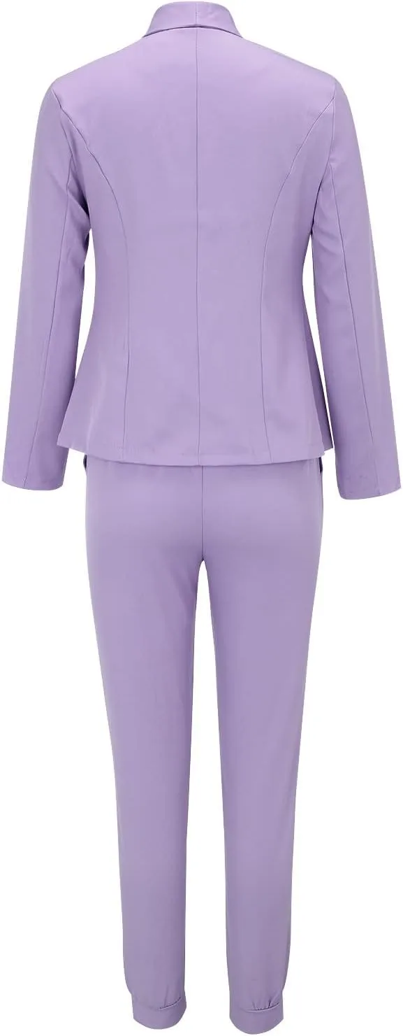 Womens Pant Suits Dressy Casual Plus Size Womens Suits 2 Piece Set Business Long Sleeve Blazer Set Office Outfits