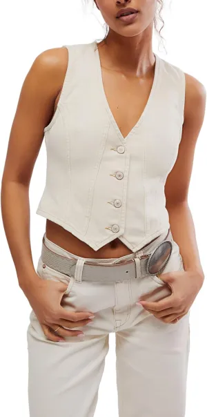 Women's Tate Denim Vest, Ecru