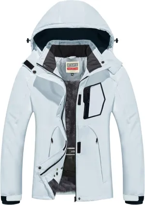 WULFUL Womens Waterproof Snow Ski Jacket Mountain Windproof Winter Coat with Detachable Hood