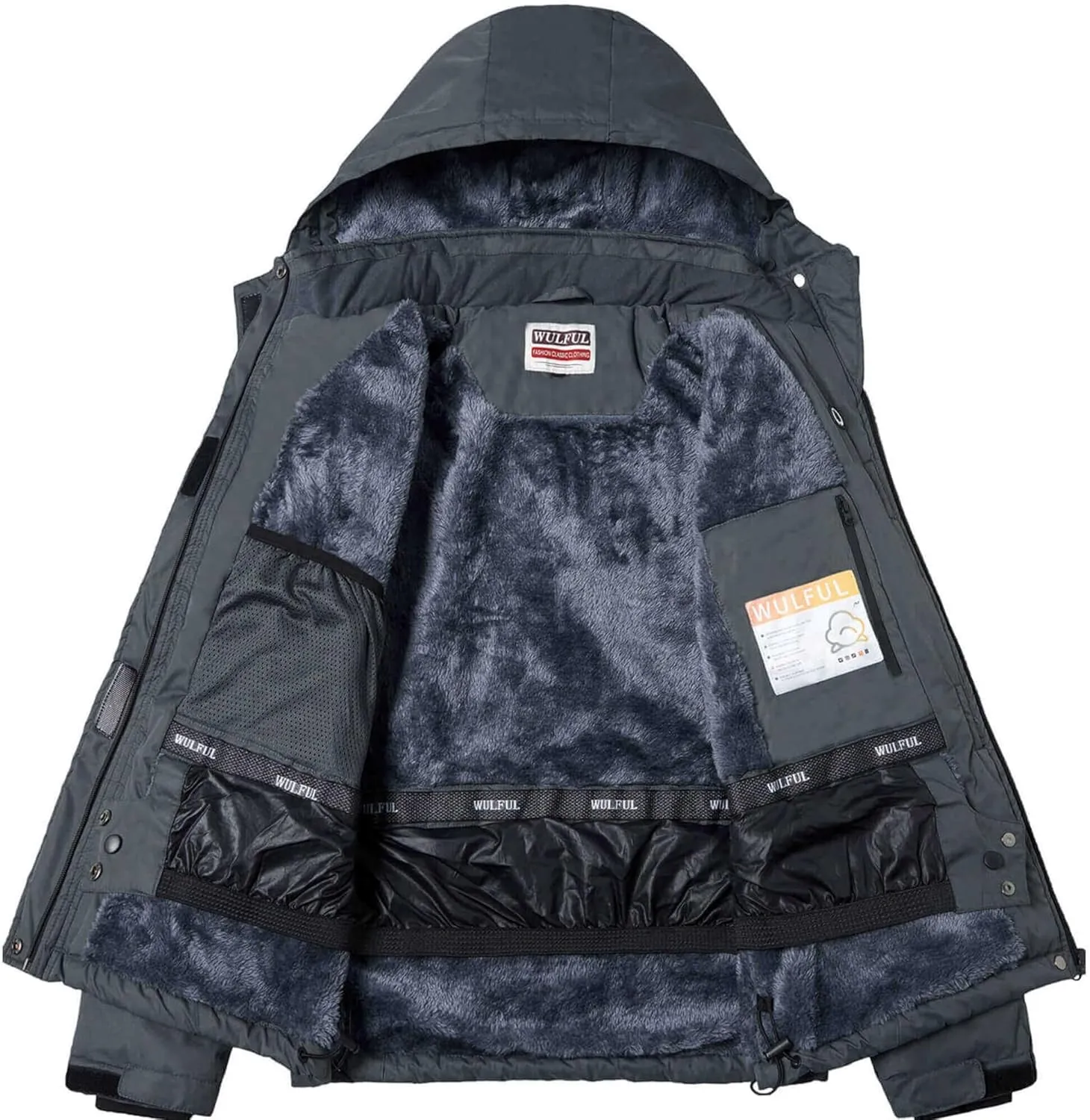 WULFUL Womens Waterproof Snow Ski Jacket Mountain Windproof Winter Coat with Detachable Hood