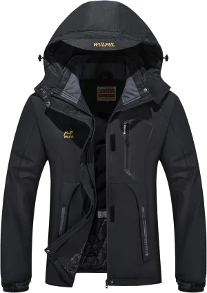 WULFUL Womens Waterproof Snow Ski Jacket Mountain Windproof Winter Coat with Detachable Hood
