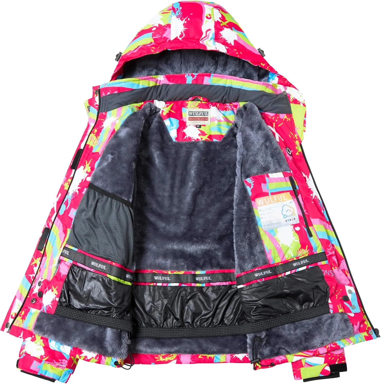 WULFUL Womens Waterproof Snow Ski Jacket Mountain Windproof Winter Coat with Detachable Hood
