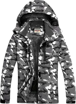 WULFUL Womens Waterproof Snow Ski Jacket Mountain Windproof Winter Coat with Detachable Hood