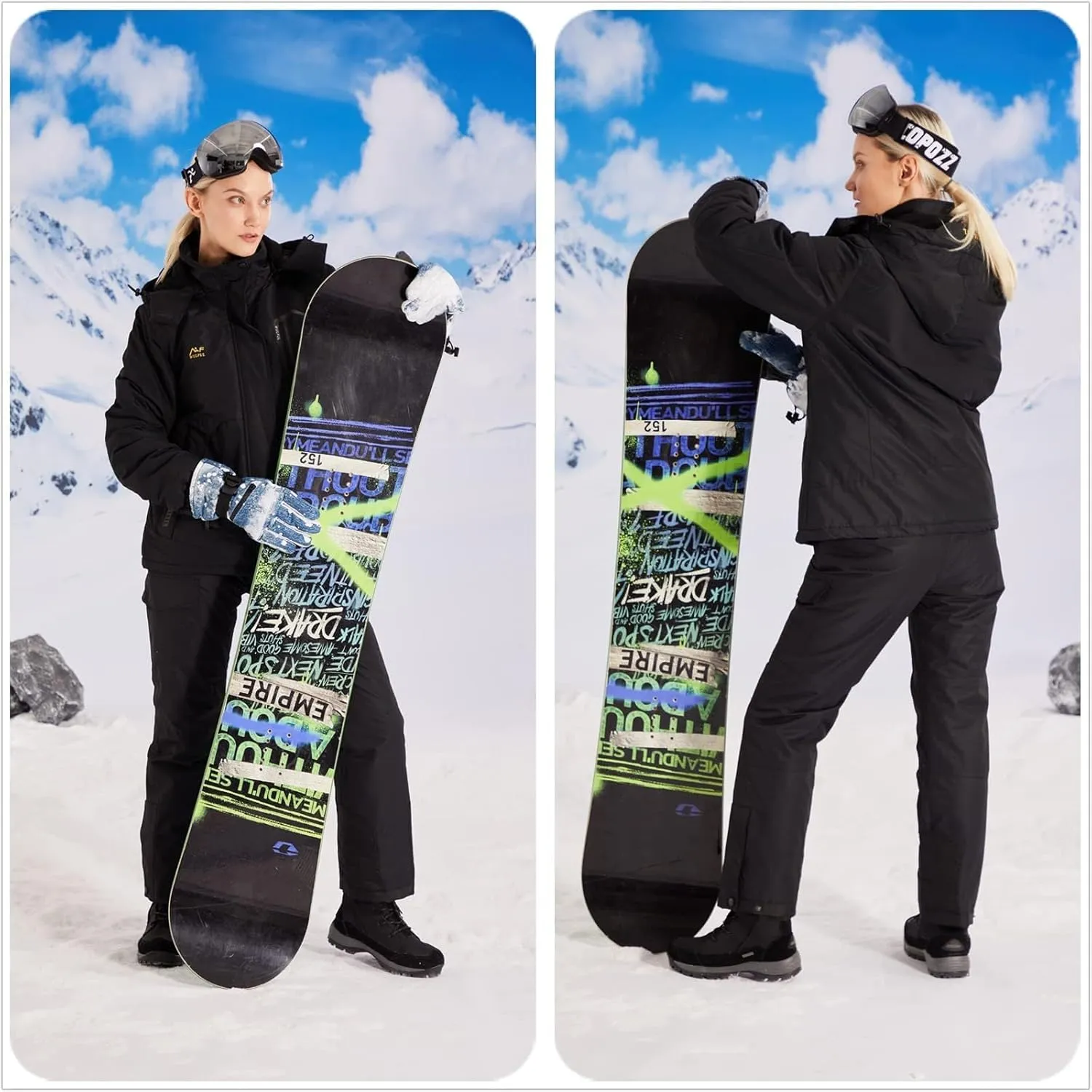 WULFUL Womens Waterproof Snow Ski Jacket Mountain Windproof Winter Coat with Detachable Hood