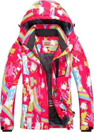 WULFUL Womens Waterproof Snow Ski Jacket Mountain Windproof Winter Coat with Detachable Hood