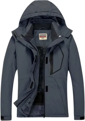 WULFUL Womens Waterproof Snow Ski Jacket Mountain Windproof Winter Coat with Detachable Hood